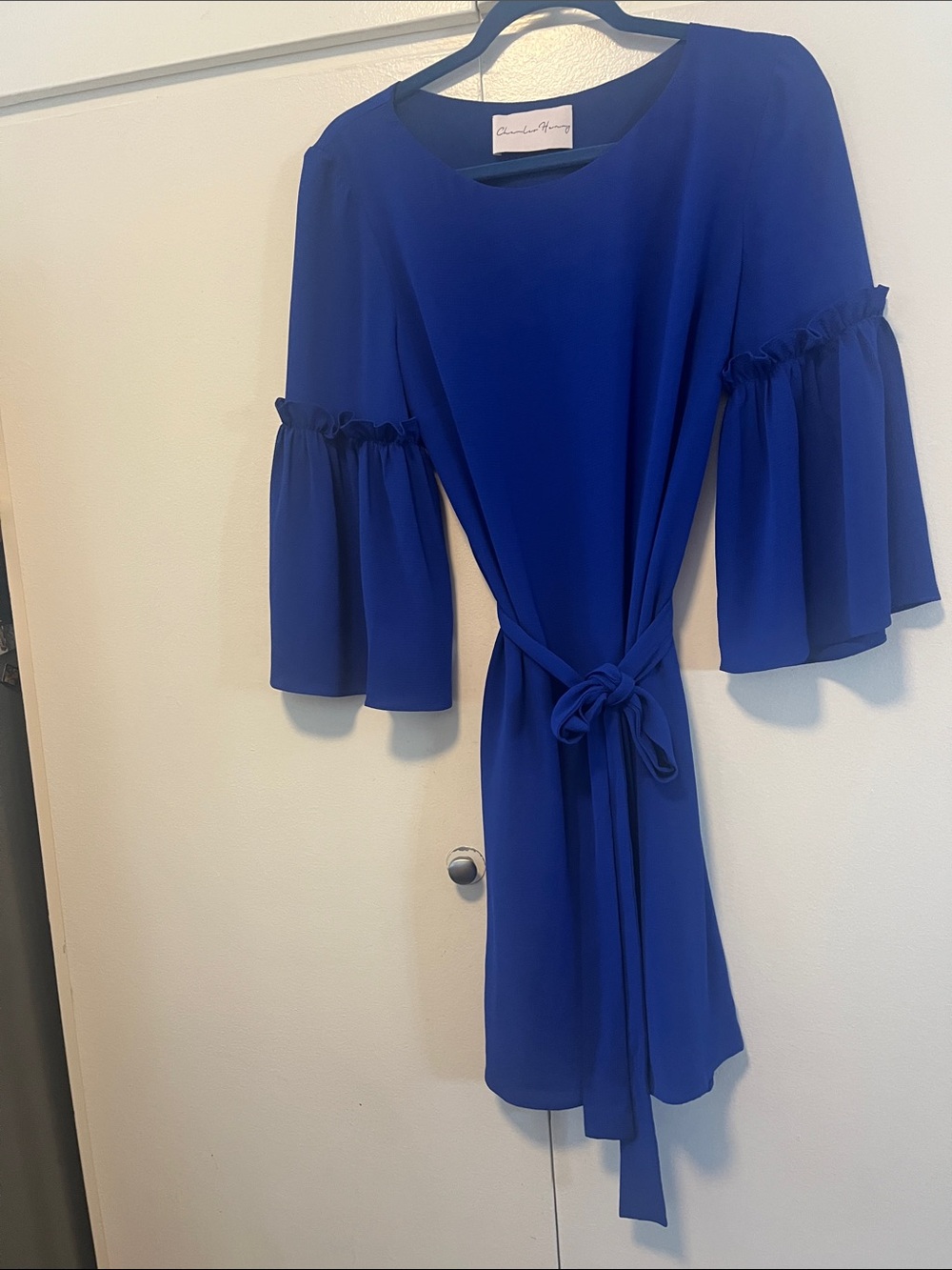 NWOT Charles Henry Cobalt Blue Tie-Waist Mini Dress